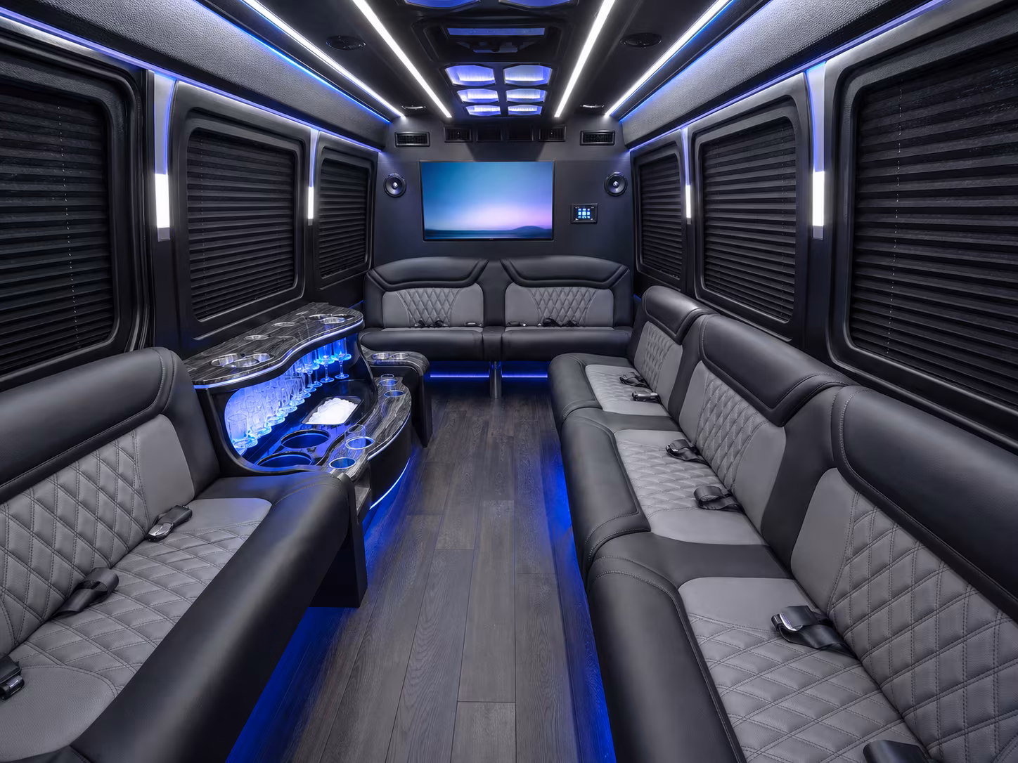 miami 50 passenger party bus interior